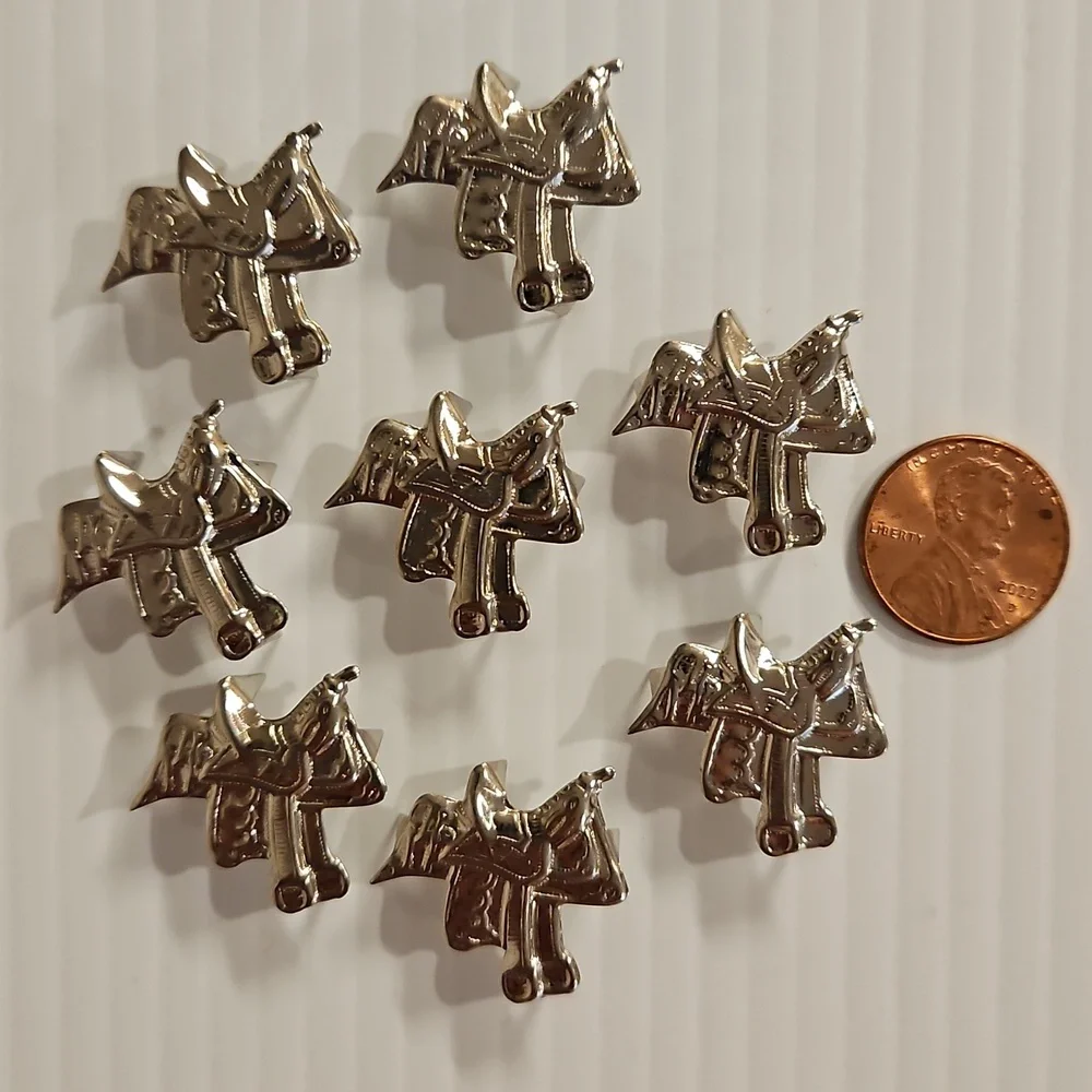 Lots of Western themed crafting brads charms and More silver blue gold - Picture 7 of 14